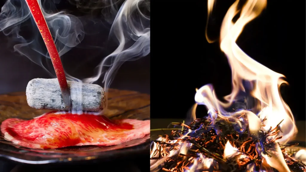 ■ シグネチャーメニュー：最高級シャトーブリアンの「ヒレ炎上藁焼き」